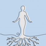 Illustration of a person grounded in their roots, symbolizing cultural healing and nervous system integration.