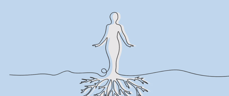 Illustration of a person grounded in their roots, symbolizing cultural healing and nervous system integration.